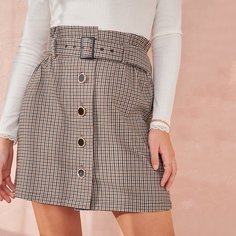 с поясом Хаундстут Повседневный Юбки Shein