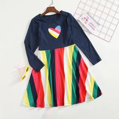 Полосатый Повседневный Платья для девочек Shein