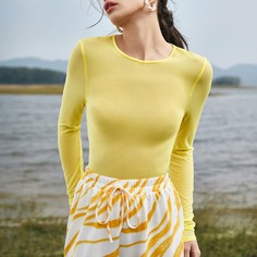 Одноцветный Повседневный Футболки Shein