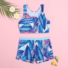 Тропический Бохо Купальники для девочек Shein