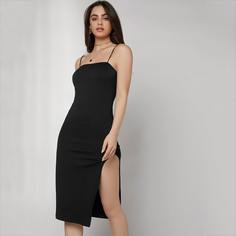 Однотонное облегающее платье Shein