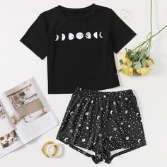Футболка и шорты с оригинальным принтом Shein