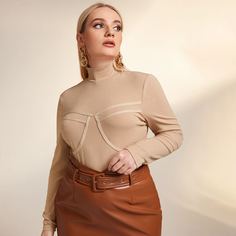 лента Одноцветный Элегантный Футболка размера плюс Shein