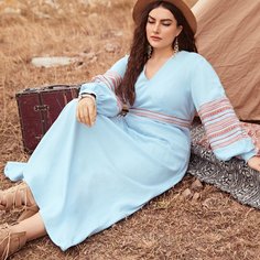 Бюст со сборками Этнический Повседневный Платья размер плюс Shein