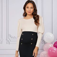 Одноцветный Элегантный Футболки для беременных Shein