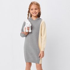 Контрастный цвет Повседневный Трикотажные платья для девочек Shein