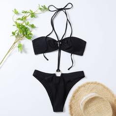 Слитный купальник с кольцом Shein