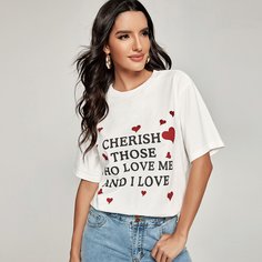 Лозунг Повседневный Футболки Shein