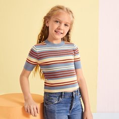Вязаный топ в полоску для девочек Shein