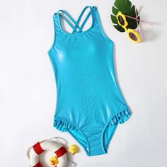 Слитный купальник из искусственной кожи для девочек Shein