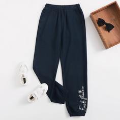 Спортивные брюки с оригинальным принтом для девочек Shein