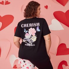 буква Повседневный Футболка размера плюс Shein