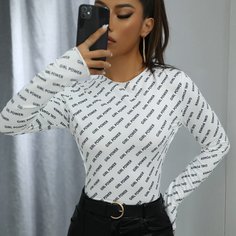 буква Повседневный Футболки Shein