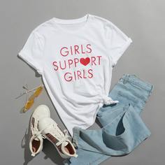 Лозунг Повседневный Футболки Shein