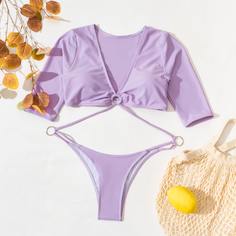 Слитный купальник с разрезом Shein