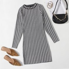 Хаундстут Элегантный Платья-свитеры Shein
