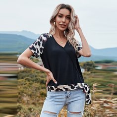 На запах Леопард Повседневный Женские топы Shein