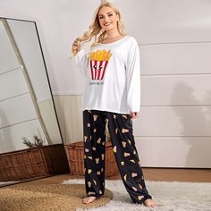 Мультяшный принт милый Пижама размер плюс Shein