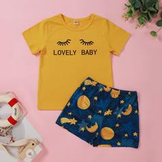 Принт космос милый Домашняя одежда для девочек Shein