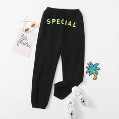 Джоггеры с текстовым принтом для девочек Shein