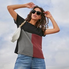 Контрастный цвет Повседневный Футболки Shein