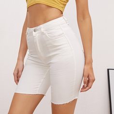 Джинсовые шорты с высокой талией Shein