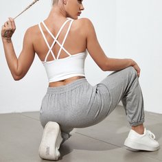 крест на крест Одноцветный Спортивные бюстгальтеры Shein