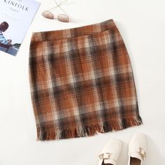 Юбка размера плюс в клетку Shein