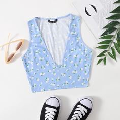 Маленький жилет с цветочным принтом Shein
