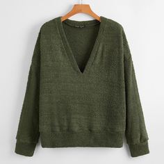 Плюшевый свитшот с глубоким воротником Shein