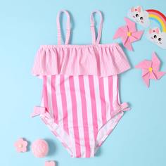 Слитный купальник в полоску для девочек Shein
