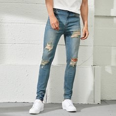 Разрезы Одноцветный Мужские джинсы Shein