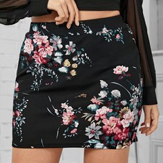 Облегающая юбка размера плюс с цветочным принтом Shein