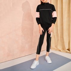 Контрастный свитшот и леггинсы для девочек Shein