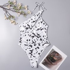 Слитный купальник на одно плечо с принтом Shein