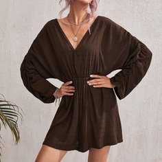 со сборками Одноцветный Повседневный Комбинезоны Shein