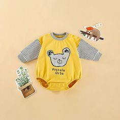 на пуговицах Мультяшный принт Боди для малышей Shein