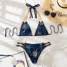 Цепочка Принт Элегантный Бикини Shein