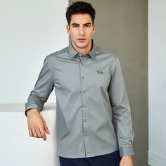 Пуговица буква Работа Мужские рубашки Shein