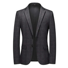 Пуговица Клетчатые изображения Работа Мужские блейзеры Shein