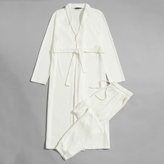 Мужская пижама их халата и брюк Shein