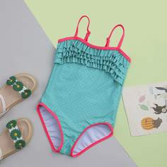 Слитный купальник в горошек для девочек Shein