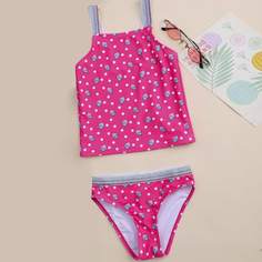 Слитный купальник с узором клубники для девочек Shein