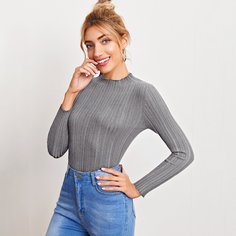 Одноцветный Повседневный Свитер Shein