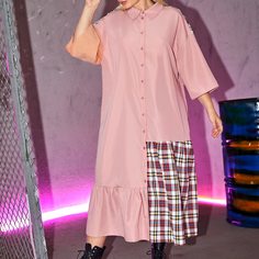 С оборками Клетчатый Повседневный Платья размер плюс Shein