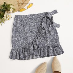 Юбка с узлом и принтом Shein