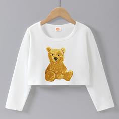 Футболка с принтом медведя для девочек Shein