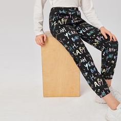 Брюки с текстовым принтом для девочек Shein