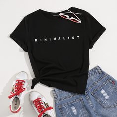 буква Повседневный Футболки Shein