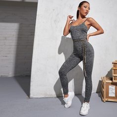с поясом Одноцветный Повседневный Комбинезоны Shein